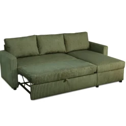 Ecksofa mit Bettfunktion und Bettkasten khaki Microfaser B/H/T: ca. 215x145x82 cm