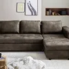 Ecksofa mit Bettfunktion und Bettkasten dunkelbraun B/H/T: ca. 245x85x155 cm