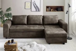 Ecksofa mit Bettfunktion und Bettkasten dunkelbraun B/H/T: ca. 245x85x155 cm