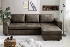 Ecksofa mit Bettfunktion und Bettkasten dunkelbraun B/H/T: ca. 245x85x155 cm