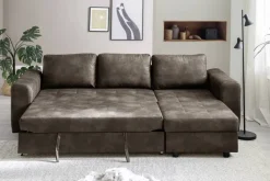 Ecksofa mit Bettfunktion und Bettkasten dunkelbraun B/H/T: ca. 245x85x155 cm