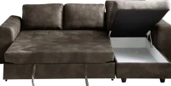 Ecksofa mit Bettfunktion und Bettkasten dunkelbraun B/H/T: ca. 245x85x155 cm