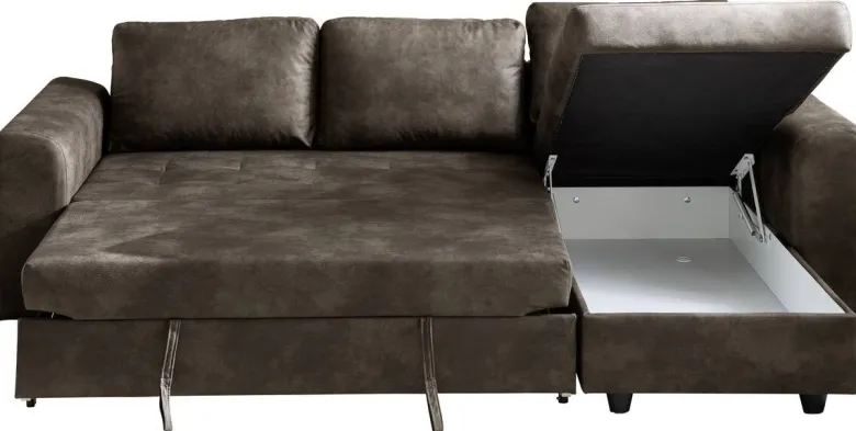 Ecksofa mit Bettfunktion und Bettkasten dunkelbraun B/H/T: ca. 245x85x155 cm