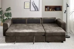 Ecksofa mit Bettfunktion und Bettkasten dunkelbraun B/H/T: ca. 245x85x155 cm