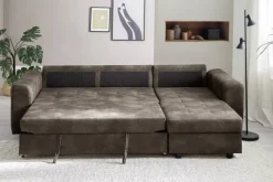 Ecksofa mit Bettfunktion und Bettkasten dunkelbraun B/H/T: ca. 245x85x155 cm