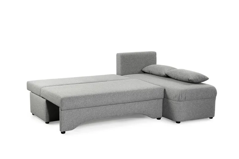 Ecksofa mit Bettfunktion und Bettkasten hellgrau Feinstruktur B/H/T: ca. 191x70x142 cm
