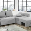 Ecksofa mit Bettfunktion und Bettkasten hellgrau B/H/T: ca. 236x81x160 cm