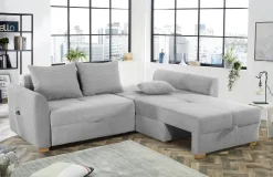 Ecksofa mit Bettfunktion und Bettkasten hellgrau B/H/T: ca. 236x81x160 cm