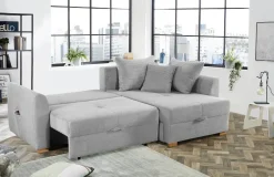 Ecksofa mit Bettfunktion und Bettkasten hellgrau B/H/T: ca. 236x81x160 cm