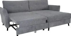 Ecksofa mit Bettfunktion und Bettkasten grau Microfaser B/H/T: ca. 235x90x159 cm