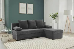 Ecksofa mit Bettfunktion und Bettkasten grau Microfaser B/H/T: ca. 191x70x142 cm