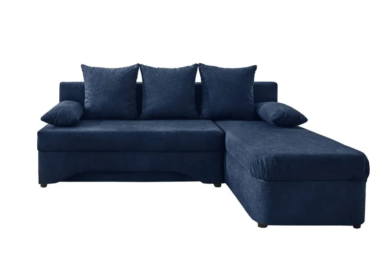 Ecksofa mit Bettfunktion und Bettkasten dunkelblau Microfaser B/H/T: ca. 191x70x142 cm