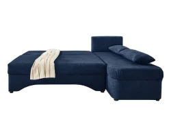 Ecksofa mit Bettfunktion und Bettkasten dunkelblau Microfaser B/H/T: ca. 191x70x142 cm