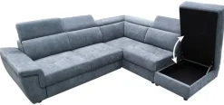 Ecksofa mit Bettfunktion und Bettkasten blaugrau Flachgewebe B/H/T: ca. 267x75x238 cm