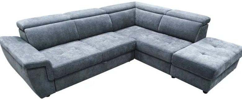 Ecksofa mit Bettfunktion und Bettkasten blaugrau Flachgewebe B/H/T: ca. 267x75x238 cm