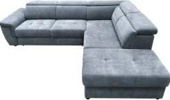 Ecksofa mit Bettfunktion und Bettkasten blaugrau Flachgewebe B/H/T: ca. 267x75x238 cm
