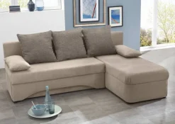 Ecksofa mit Bettfunktion und Bettkasten grau Microfaser B/H/T: ca. 191x70x142 cm