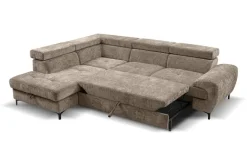 Ecksofa mit Bettfunktion und Bettkasten taupe Microfaser B/H/T: ca. 256x73x202 cm