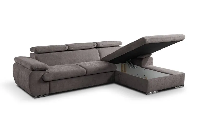 Ecksofa mit Bettfunktion und Bettkasten stone Polyester B/H/T: ca. 284x102x196 cm