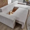 Ecksofa mit Bettfunktion und Bettkasten natur Microfaser B/H/T: ca. 266x150x83 cm
