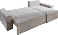 Ecksofa mit Bettfunktion und Bettkasten natur Microfaser B/H/T: ca. 266x150x83 cm