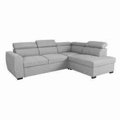Ecksofa mit Bettfunktion und Bettkasten hellgrau Webstoff B/H/T: ca. 245x184x87 cm