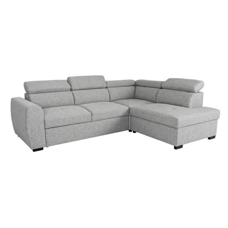 Ecksofa mit Bettfunktion und Bettkasten hellgrau Webstoff B/H/T: ca. 245x184x87 cm