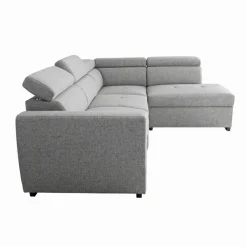 Ecksofa mit Bettfunktion und Bettkasten hellgrau Webstoff B/H/T: ca. 245x184x87 cm