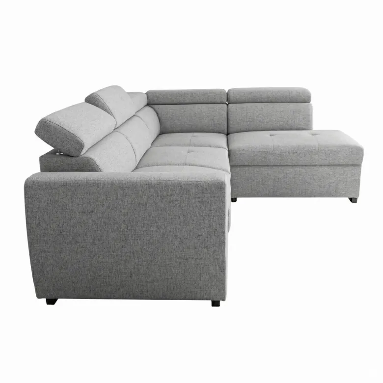 Ecksofa mit Bettfunktion und Bettkasten hellgrau Webstoff B/H/T: ca. 245x184x87 cm