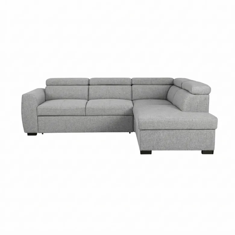 Ecksofa mit Bettfunktion und Bettkasten hellgrau Webstoff B/H/T: ca. 245x184x87 cm