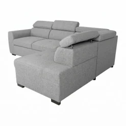 Ecksofa mit Bettfunktion und Bettkasten hellgrau Webstoff B/H/T: ca. 245x184x87 cm
