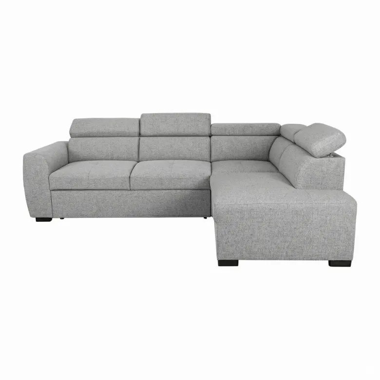 Ecksofa mit Bettfunktion und Bettkasten hellgrau Webstoff B/H/T: ca. 245x184x87 cm