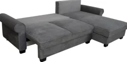 Ecksofa mit Bettfunktion und Bettkasten grau Microfaser B/H/T: ca. 293x96x178 cm