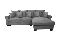 Ecksofa mit Bettfunktion und Bettkasten grau Microfaser B/H/T: ca. 293x96x178 cm