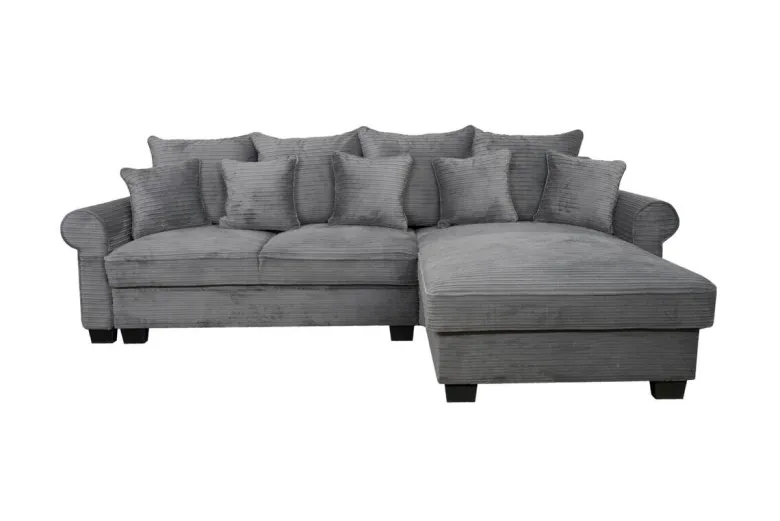 Ecksofa mit Bettfunktion und Bettkasten grau Microfaser B/H/T: ca. 293x96x178 cm