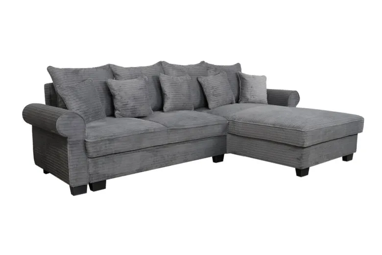 Ecksofa mit Bettfunktion und Bettkasten grau Microfaser B/H/T: ca. 293x96x178 cm