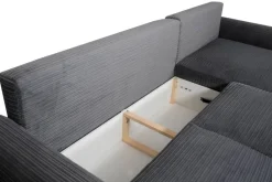 Ecksofa mit Bettfunktion und Bettkasten grau Microfaser B/H/T: ca. 293x96x178 cm