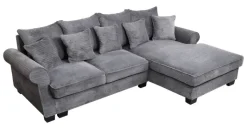 Ecksofa mit Bettfunktion und Bettkasten grau Microfaser B/H/T: ca. 293x96x178 cm