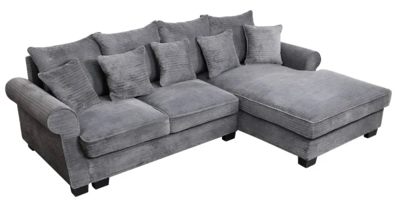 Ecksofa mit Bettfunktion und Bettkasten grau Microfaser B/H/T: ca. 293x96x178 cm