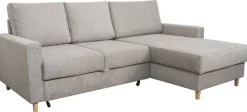 Ecksofa mit Bettfunktion und Bettkasten grau Microfaser B/H/T: ca. 228x92x163 cm