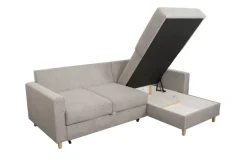 Ecksofa mit Bettfunktion und Bettkasten grau Microfaser B/H/T: ca. 228x92x163 cm