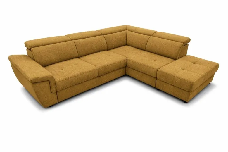 Ecksofa mit Bettfunktion und Bettkasten senf Flachgewebe B/H/T: ca. 267x75x238 cm