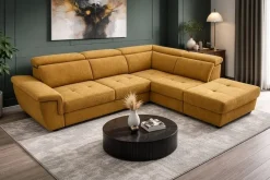 Ecksofa mit Bettfunktion und Bettkasten senf Flachgewebe B/H/T: ca. 267x75x238 cm