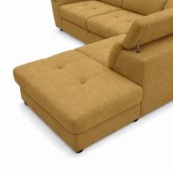 Ecksofa mit Bettfunktion und Bettkasten senf Flachgewebe B/H/T: ca. 267x75x238 cm