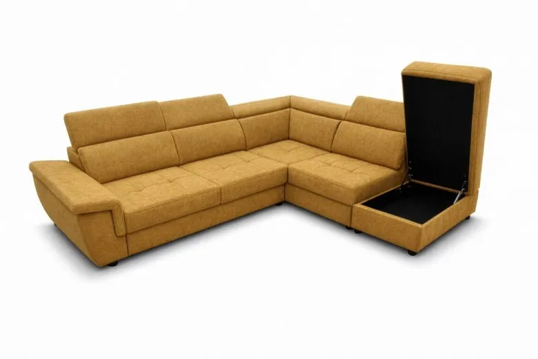 Ecksofa mit Bettfunktion und Bettkasten senf Flachgewebe B/H/T: ca. 267x75x238 cm