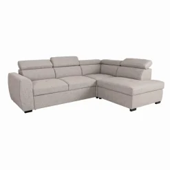 Ecksofa mit Bettfunktion und Bettkasten beige Webstoff B/H/T: ca. 245x184x87 cm