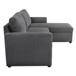 Ecksofa mit Bettfunktion und Bettkasten anthrazit Microfaser B/H/T: ca. 215x145x82 cm