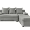 Ecksofa mit Bettfunktion und Bettkasten hellgrau Microfaser B/H/T: ca. 191x70x142 cm