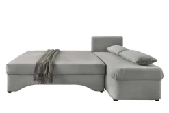 Ecksofa mit Bettfunktion und Bettkasten hellgrau Microfaser B/H/T: ca. 191x70x142 cm