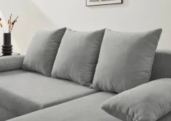 Ecksofa mit Bettfunktion und Bettkasten hellgrau Microfaser B/H/T: ca. 191x70x142 cm